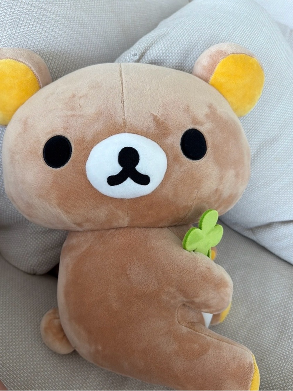 Cute Brown Bear Plushie with Yellow Ear Accents